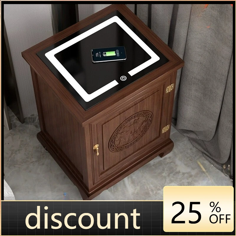 LH new Chinese antique old jade wood carving flower intelligent bedside table integrated invisible office safe