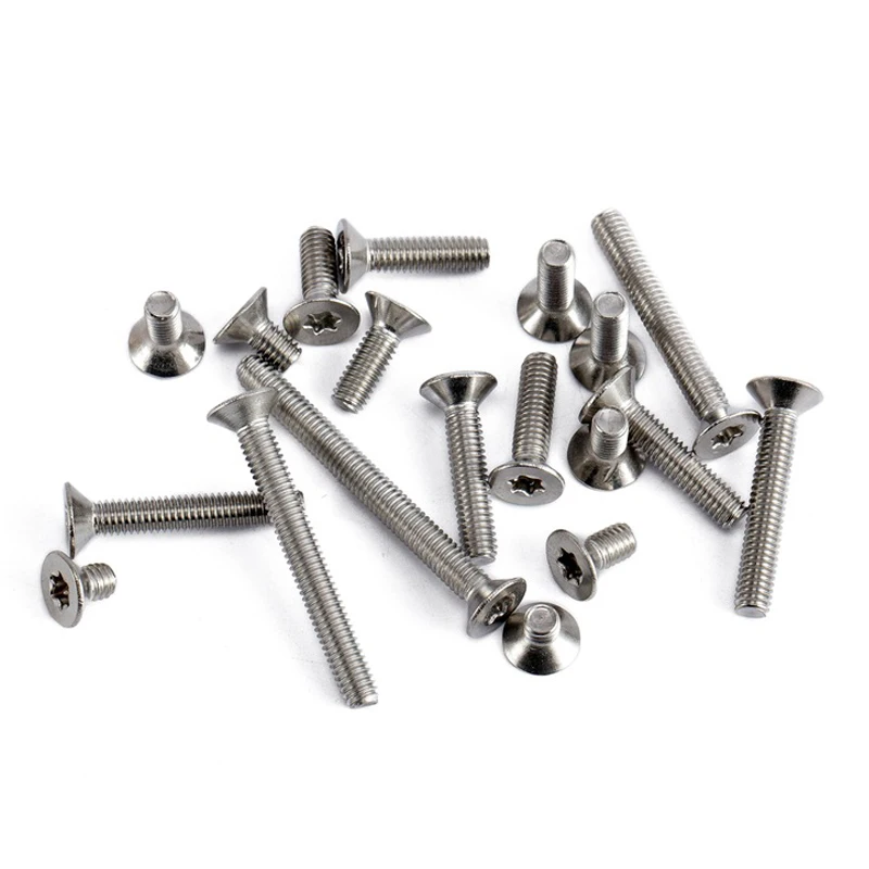 Boulon à vis à tête coulée à seau plat Torx à six lobes, M1.6, M2, M2.5, M3 figuré, M5, M6, M8, acier inoxydable 304 A2-70 GB2673, 10 pièces/lot