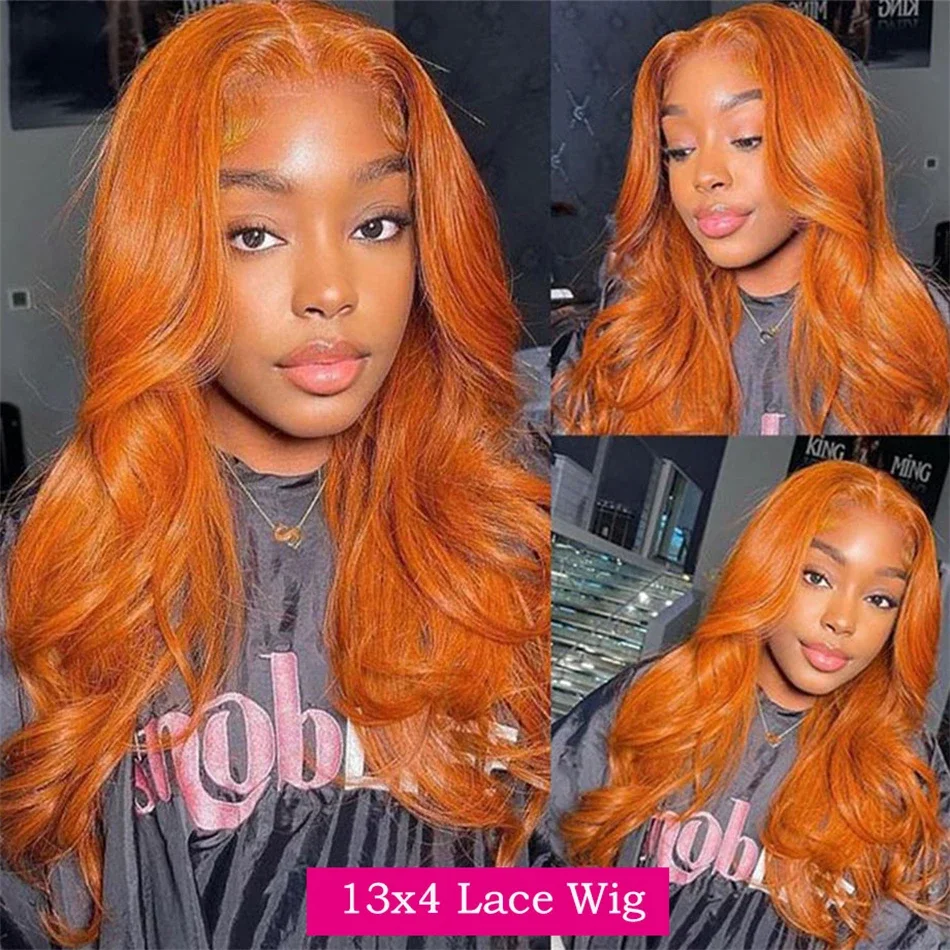 Orange Ginger Color Front Wigs Human Hair Body Wave 13x6 13x4 Hd Lace Frontal Wig Loose Wave Brazilian Transparent Lace Wig