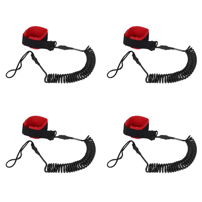 

AEF6-4Pcs 10.6Ft Поводок для крепления к лодке/доске для серфинга, спиральный, черный, из ТПУ, для сапборда, для ноги/стопы