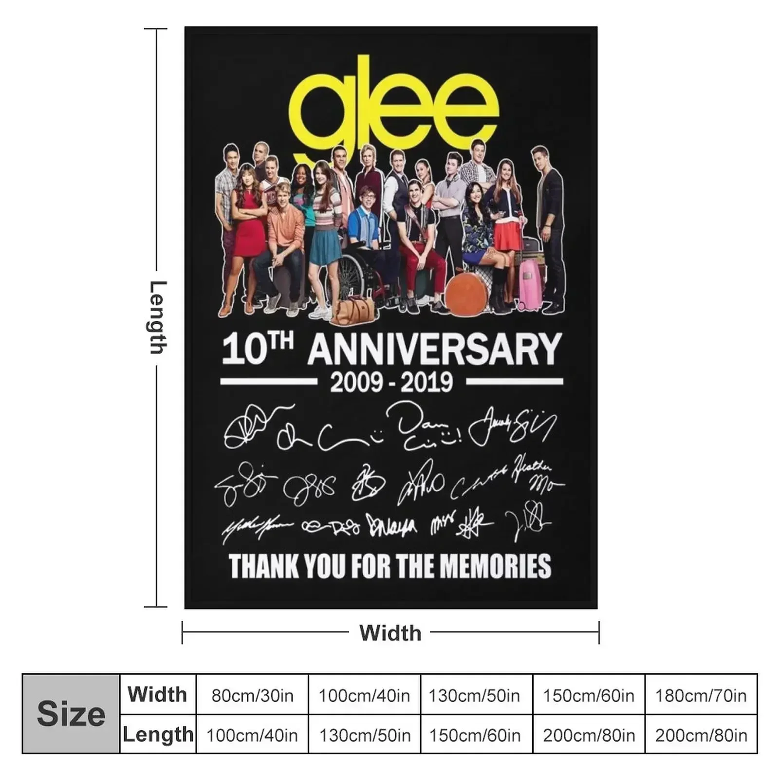 #Glee 10Th Anniversary All Cast Signed Thank You Throw Blanket couch cozy soft plush fuzzy picnic outdoor blanket
