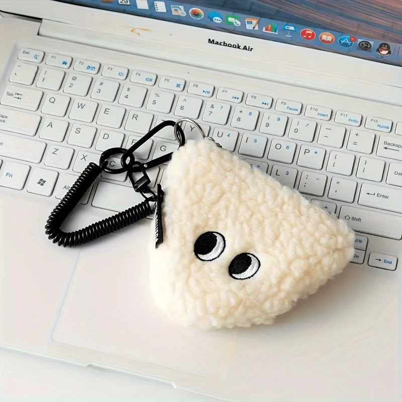 Cute Rice Vegetable Roll Plush Wallet, Kawaii Hanging Storage Bag with Zipper Lightweight Portable Organizer Pouch