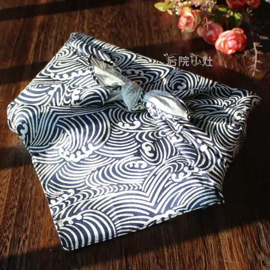 ญี่ปุ่นผ้าเช็ดหน้า Furoshiki Bento 78*78ซม.กล่องข้าวกลางวัน Vintage ผ้าฝ้าย