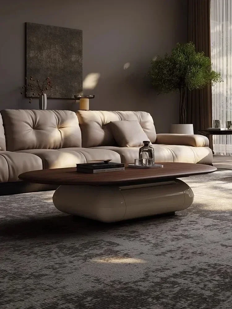 Y Creative design oval coffee table Italian light luxury storage living room premium retro tea table