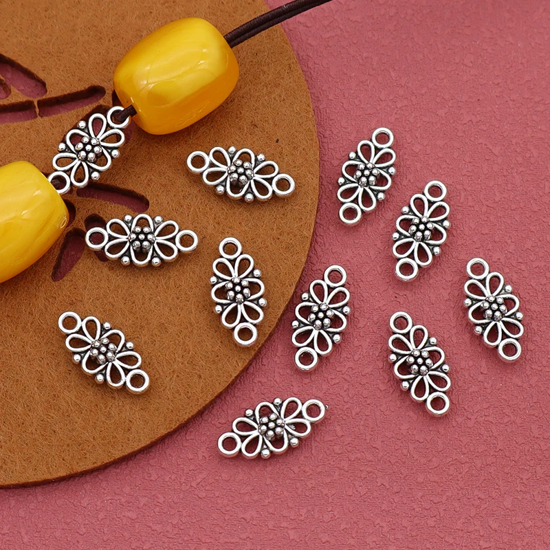20pcs/Lot Pretty Hollow Flower Connector Charms 15.5x3.5mm Earrings Necklace Bracelets Double Hooks Pendants DIY Jewelry Finding