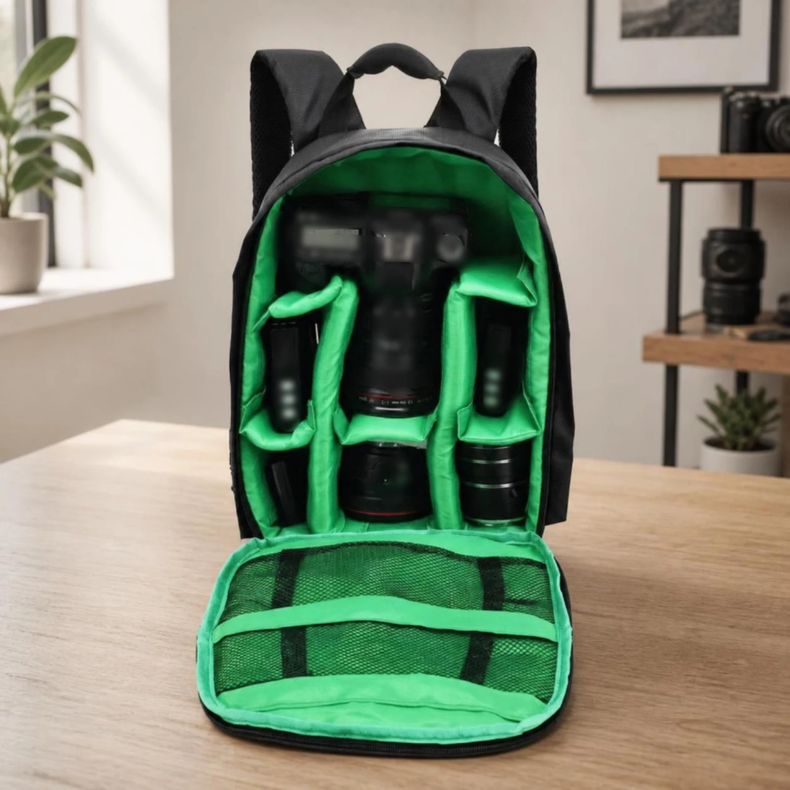 Photography Gear - 写真撮影用ギアバックパック 防水デジタル一眼レフカメラバッグ カメラバックパック 調節可能な仕切り付き 耐衝撃性 写真家、アウトドア向け