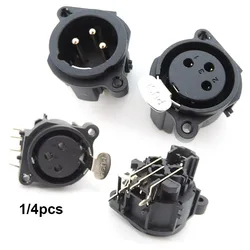 3Pin XLR Male Female Audio Panel Mount Chassis Connector 3 Poles XLR power Plug Socket Microphone Speaker Soldering Adapter 1/4x