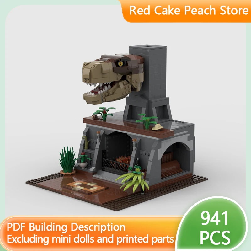 Street View Model MOC Bouwstenen Dinosaurus T-Rex Open haard Modulaire Technologie Geschenken Vakantie Monteer Kinderen Speelgoed Pak