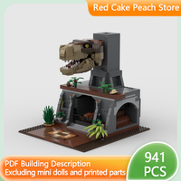 Street View Model MOC Building Bricks Dinosaur T-Rex Fireplace Modular Technology Gifts Holiday Assemble Children Toys Suit