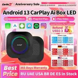 2024 NUOVO CarPlay AI Box LED Android 13 SM6115 CPU 8-Core 5G WiFi BT GPS per Netflix YouTube IPTV Sistemi intelligenti per auto Wireless Android Auto CarPlay Smart TV Box
