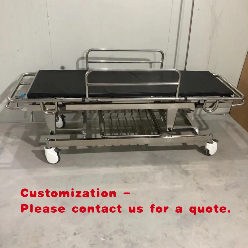 custom.Factory Price Hospital Furniture 304 Stainless Steel Emergency Cart Patient Trolley