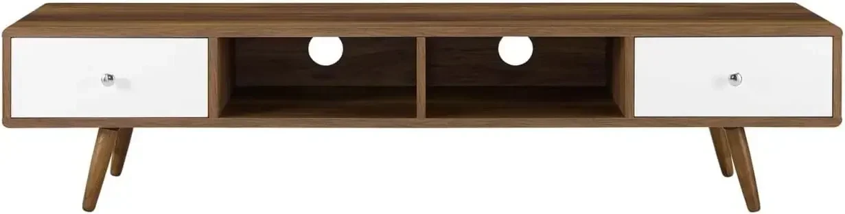 Suporte de TV de madeira para console de mídia de 70", 70 polegadas, branco nogueira EUA