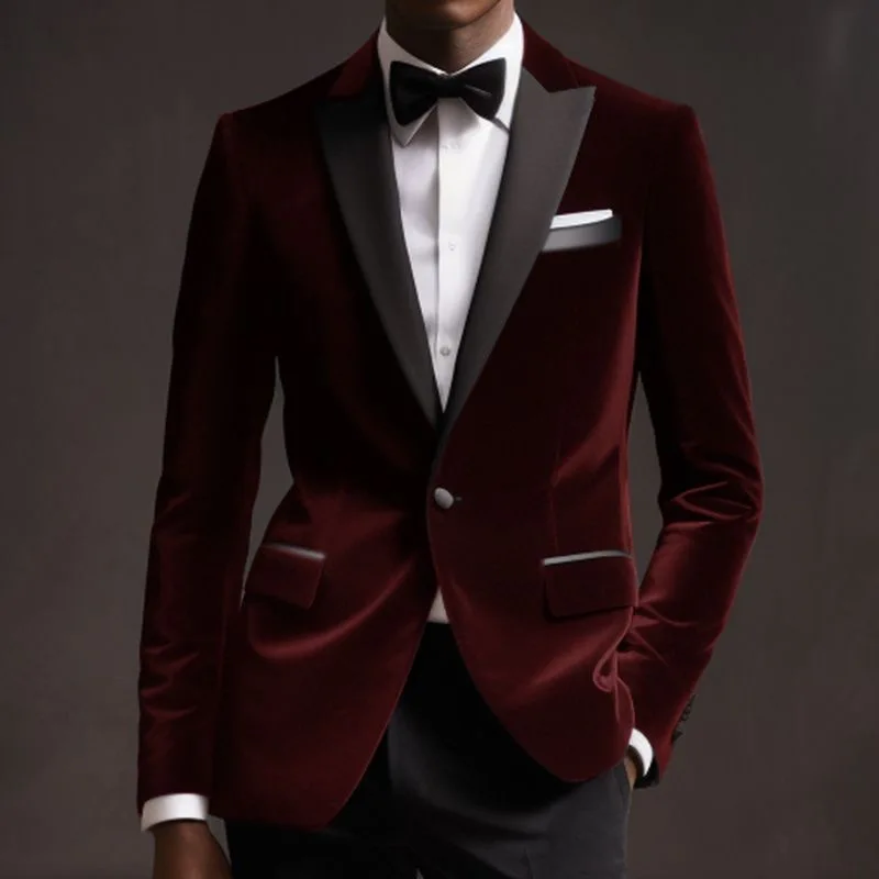 93 Wedding suit banquet host performed high -end velvet suits British slim suit