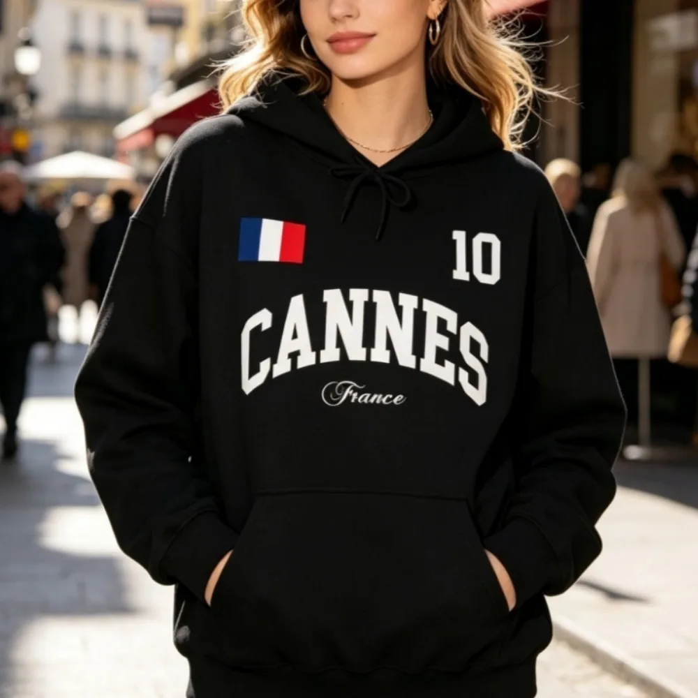 Cannes France Pullover Cannes France Cannes Movie Festival Bonjour Hoodie Trip Sweatshirt Long-sleeved Pullover Hoodies Women