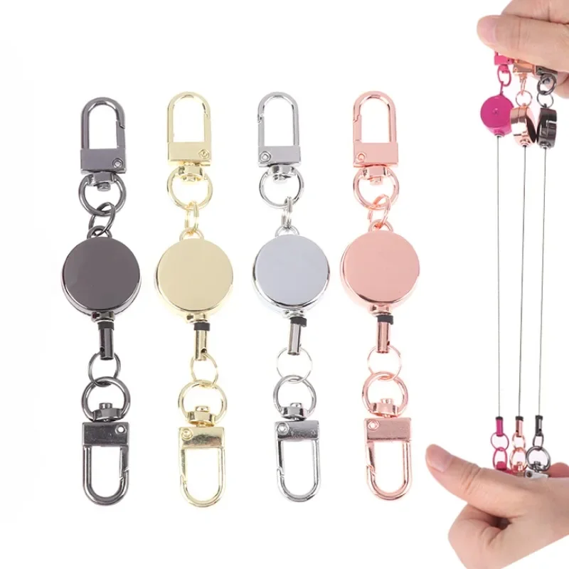 

50 pcs Anti-Lost Retractable Key Holder Metal Easy-to-pull Buckle Rope Elastic Keychain Sporty Retractable Key Ring Accessories