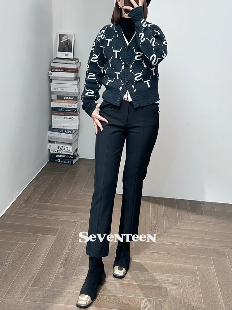 

Эластичные прямые брюки-трубы Thiened для женщин, скрывающие живот, деловой костюм, длинные, для зимы, повседневные