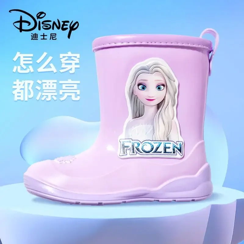 

Disney Children's rain Boots for Girls Non-slip cute rubber shoes elsa Princess Girls Kindergarten waterproof boots