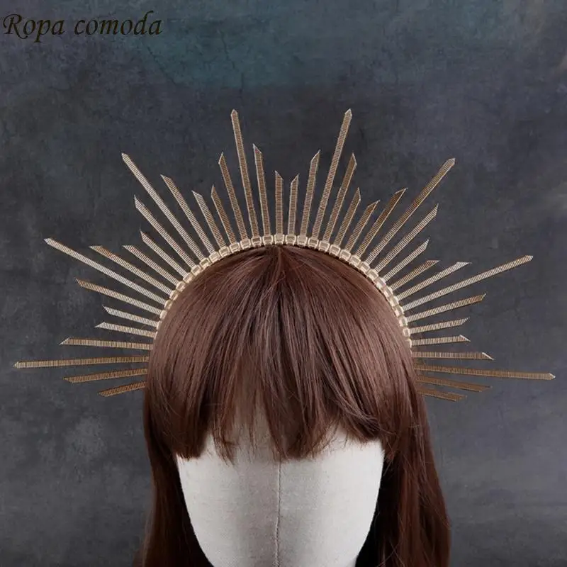 

MXMA SunGoddess Headband for Bride Crown Hairband Wedding BridalShower Hairhoop Female Hairhoop Elegant Church Headpiece