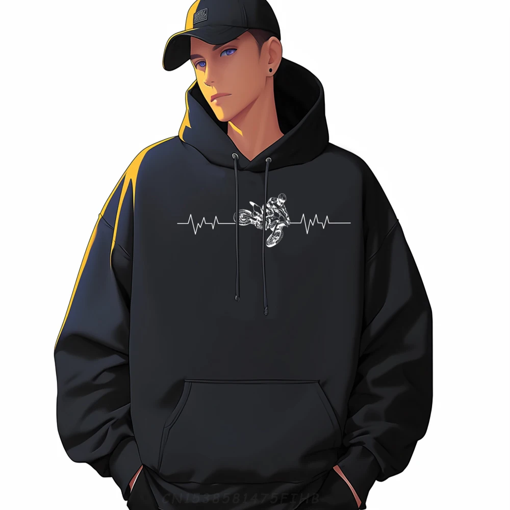 Heartbeat Dirt Bike Pulse Enduro Supermoto Printed Sweater Breathable And Sweat-Absorbent Oversized Hoodie Chinese Style