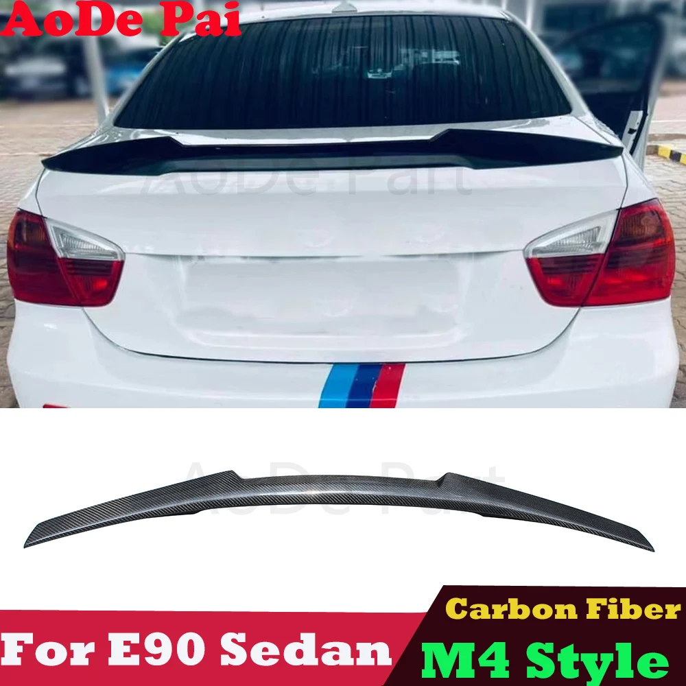 

E90 Spoiler High Kick M4 Style Real Carbon Fiber Rear Boot Trunk Wings For BMW 3 Series E90 M3 Sedan 328i 330i 2005-2011