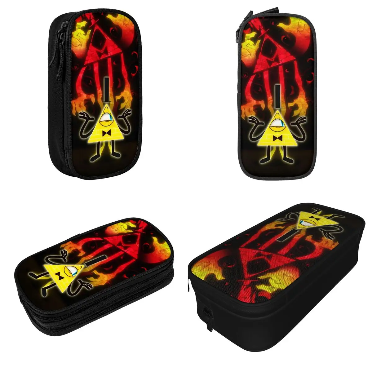 Large-capacity Pencil Pouch Bill Cipher Gravitys Falls Merch Double Layer Pencilcase Girl Make Up Bag Suprise Gift