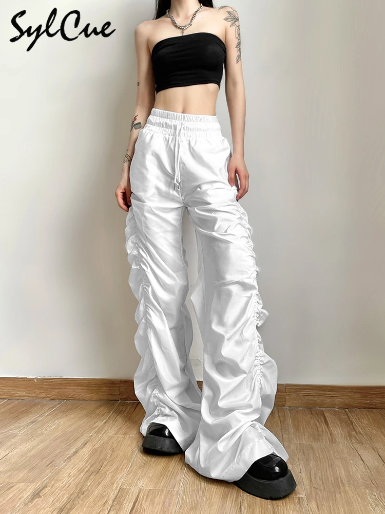 Nibber Fashion Trend Personalized Self-Confidence Avant-Garde Cool All-Match Casual Loose Girl High Waist Wide Leg Lantern Pants