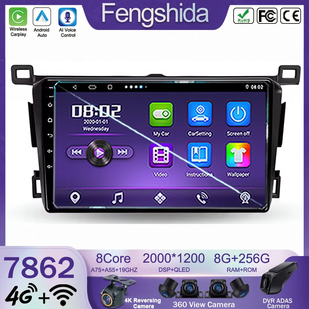 

Car GPS For Toyota RAV4 4 XA40 5 XA50 2012 - 2018 5G WIFI Multimedia Player Navigation No 2Din High-Performance CPU QLED Screen