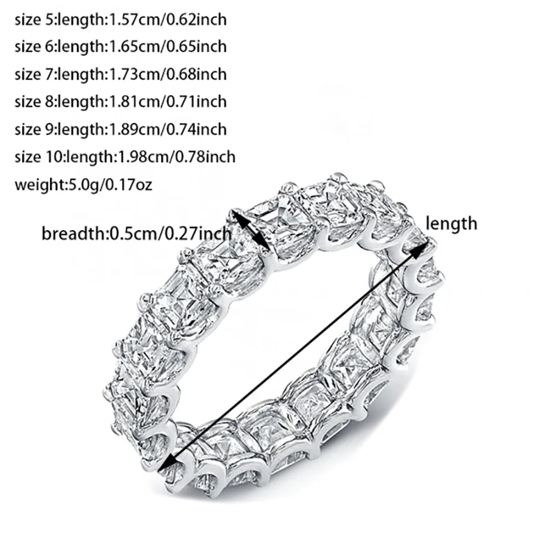 Luxury Pink Silver Color Aesthetic Wedding Band Eternity Ring for Women Gift Finger Lots Jewelry R4816 image 6