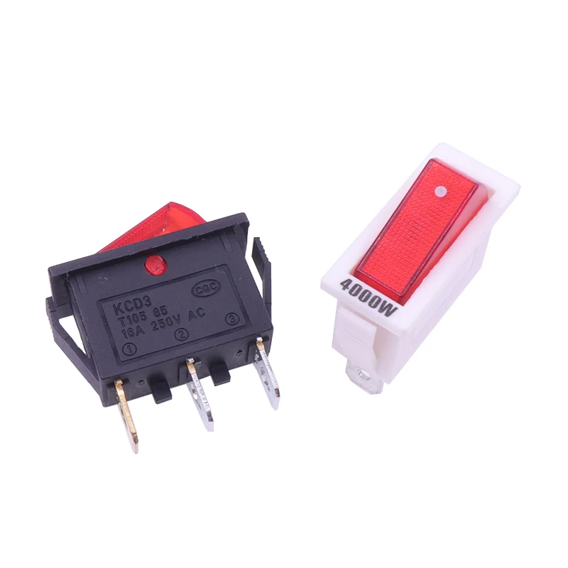 2pcs White Green Blue Red ON OFF Rocker Switch KCD3 16A 1000W 2000W 3000W 4000W 3500W Electric Heating Power Switch 250V 29*11mm