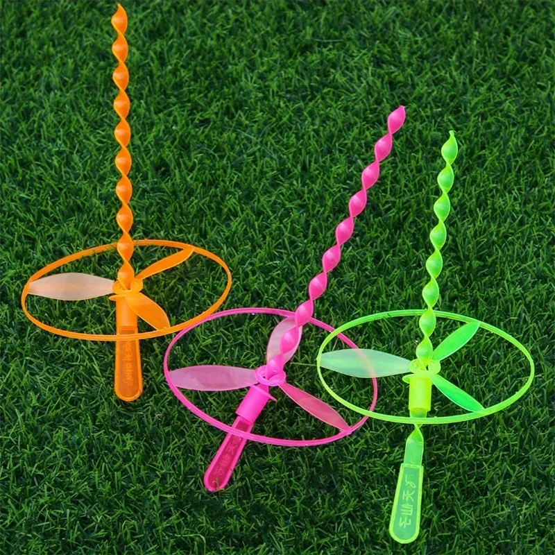 Classic Fun Hand Push Flying Fairy Bamboo UFO Dragonfly Childhood Spin Street Stall Toy Kindergarten Party Supplies Gift