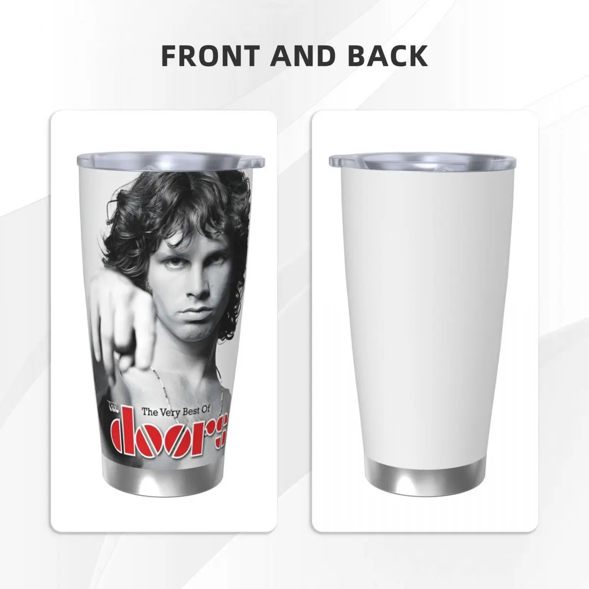 Jim Morrison Insulated Tumbler with Straws Lid The Doors Gate Rock Band Stainless Steel Thermal Mug Thermos Bottle Cup, 20oz