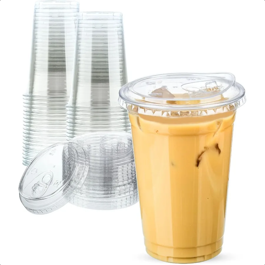 

Прозрачные пластиковые стаканчики на 20 унций с крышками, 25 комплектов пластиковых чашек для кофе со льдом и соломинкой SipLids To Go Кофейная чашка для смузи, молочного шкуря