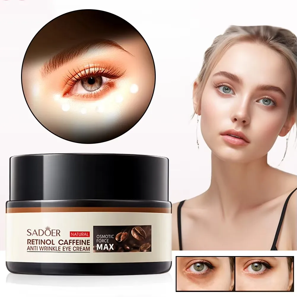 SADOER Retinols Caffeine Anti-Wrinkles Eye Cream Fading Fine Lines Eye Cream for Women Girls Beauty Health Eyes Care Supplies