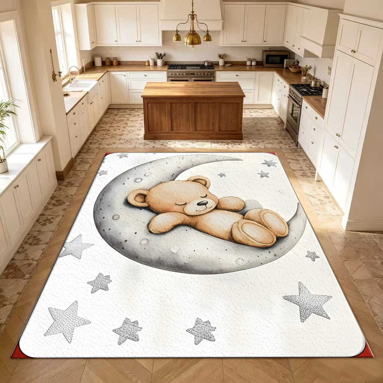 Cute Sleeping Bear on Moon Sta - đánh giá và giá Baby Nursery Rug