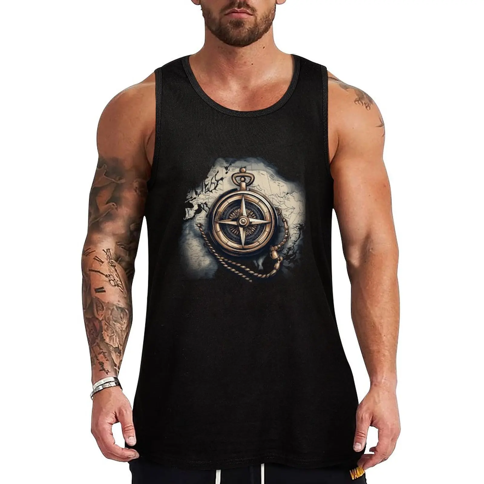 Old Nautical Knot Compass Map 2 Tank Top Basic Layering Tank Top Soft Cotton Sleeveless Shirt