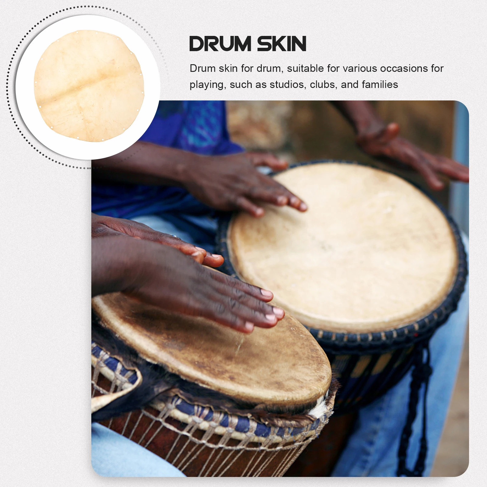 طبلة يدوية ذات صوت واضح للأطفال الأفريقي Djembe مريح Doumbek جلد الغنم الدف