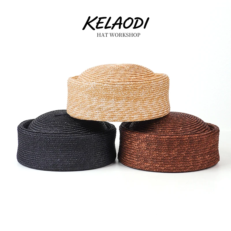 Ins Blogger hand woven straw hat sun hat summer round concave top beach hat French retro women's hat outdoor travel beret ﻿