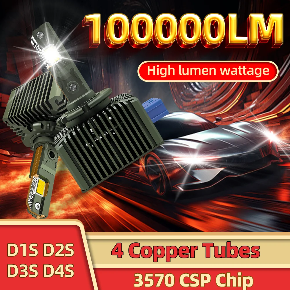 

D3S LED Headlights HID D1S D2S D4S D5S Turbo Car Light Bulbs 100000LM Two-sided CSP Chip 6000K Xenon Lamp Modification Plug&Play