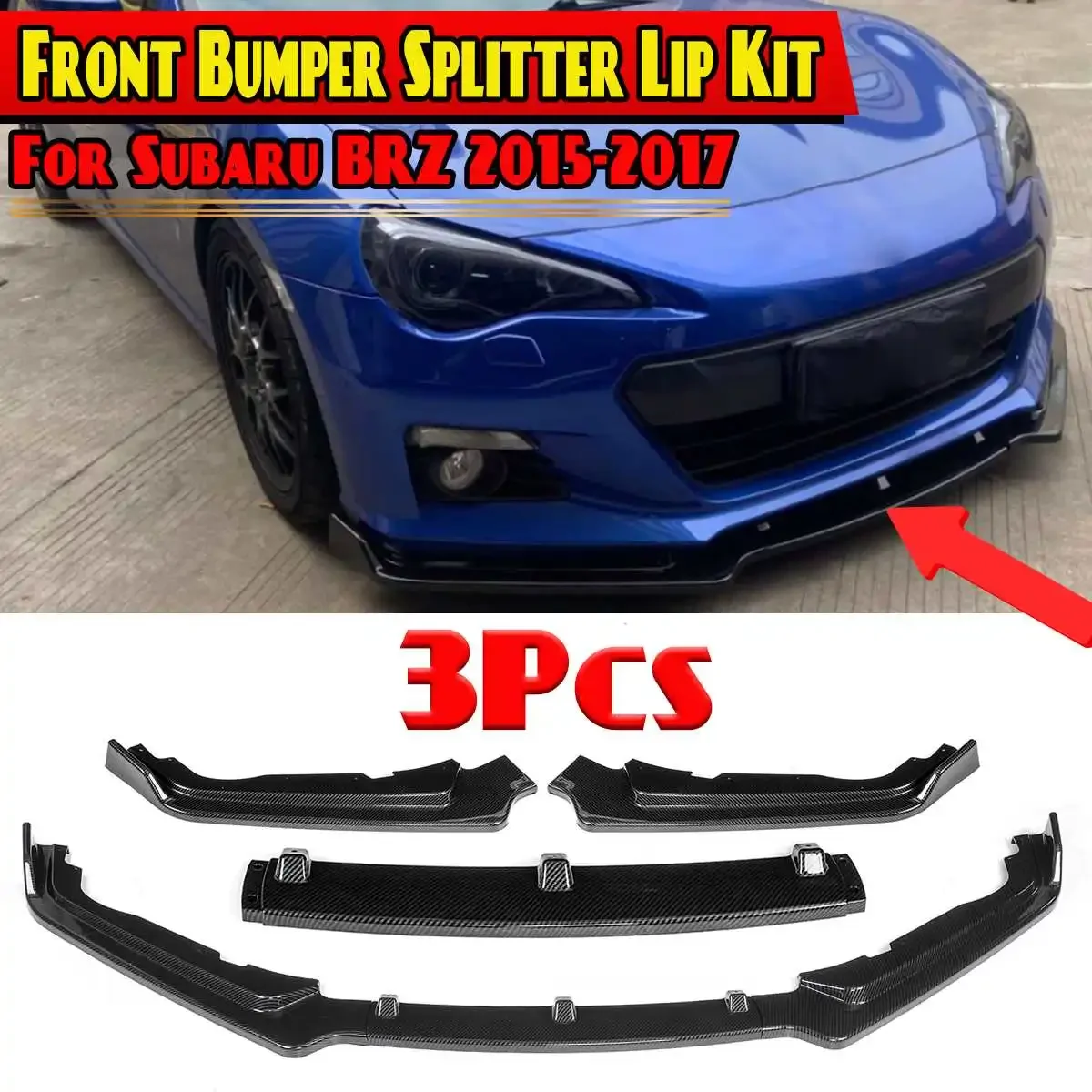 

For Subaru BRZ 2015 2016 2017 Front Bumper Lip Splitter High Quality Car Front Bumper Lip Chin Bumper Splitter Exterior Part