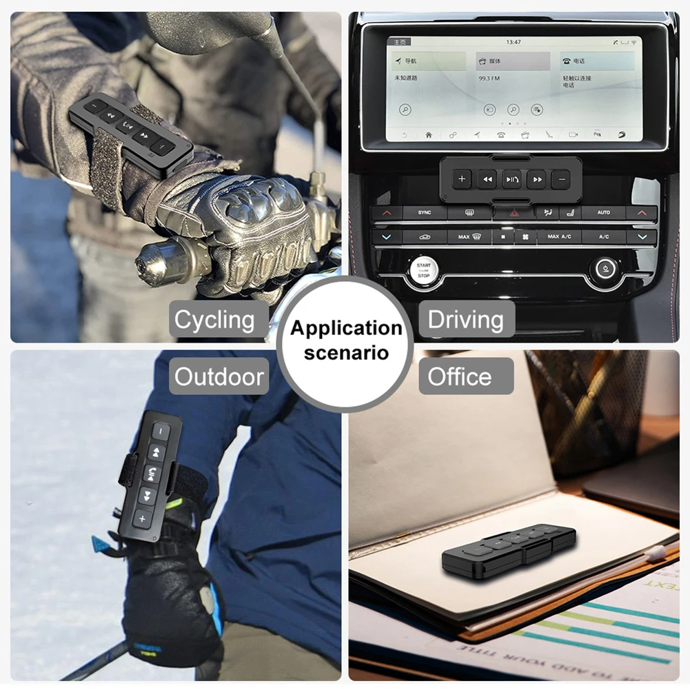 Руль мотоцикла/велосипеда, медиаконтроллер, Bluetooth-совместимый 5,0, 5-клавишная беспроводная медиа-кнопка, водонепроницаемый автомобильный DVD-плеер
