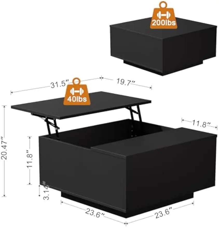 31.5 Inch Black Lift Top Wood Coffee Table Center StorageWait no, fix to meet all rules properly:Black 31.5 Inch Wood Lift Top