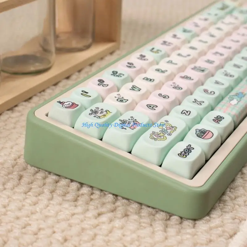 U2je Unieke Milk Green Pig PBT KeyCap Set MOA Profile KeyCaps Dye Sublimation voor uitgebreid toetsenbordgebruik