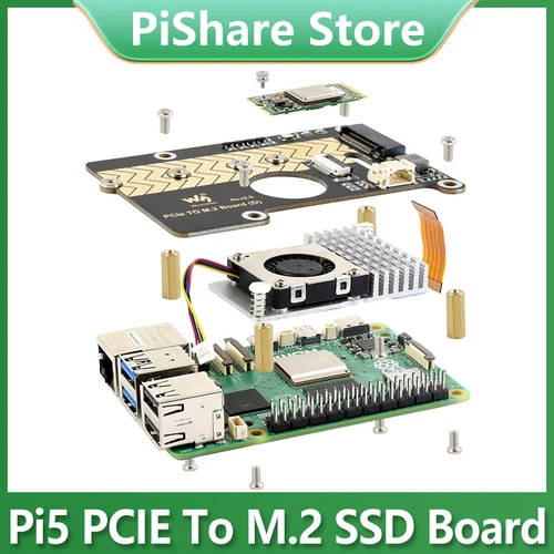 Placa adaptadora Raspberry Pi 5 PCIe a M.2 NVMe SSD (D) HAT Pi 5 Compatible con 2280-2260-2242-2230
