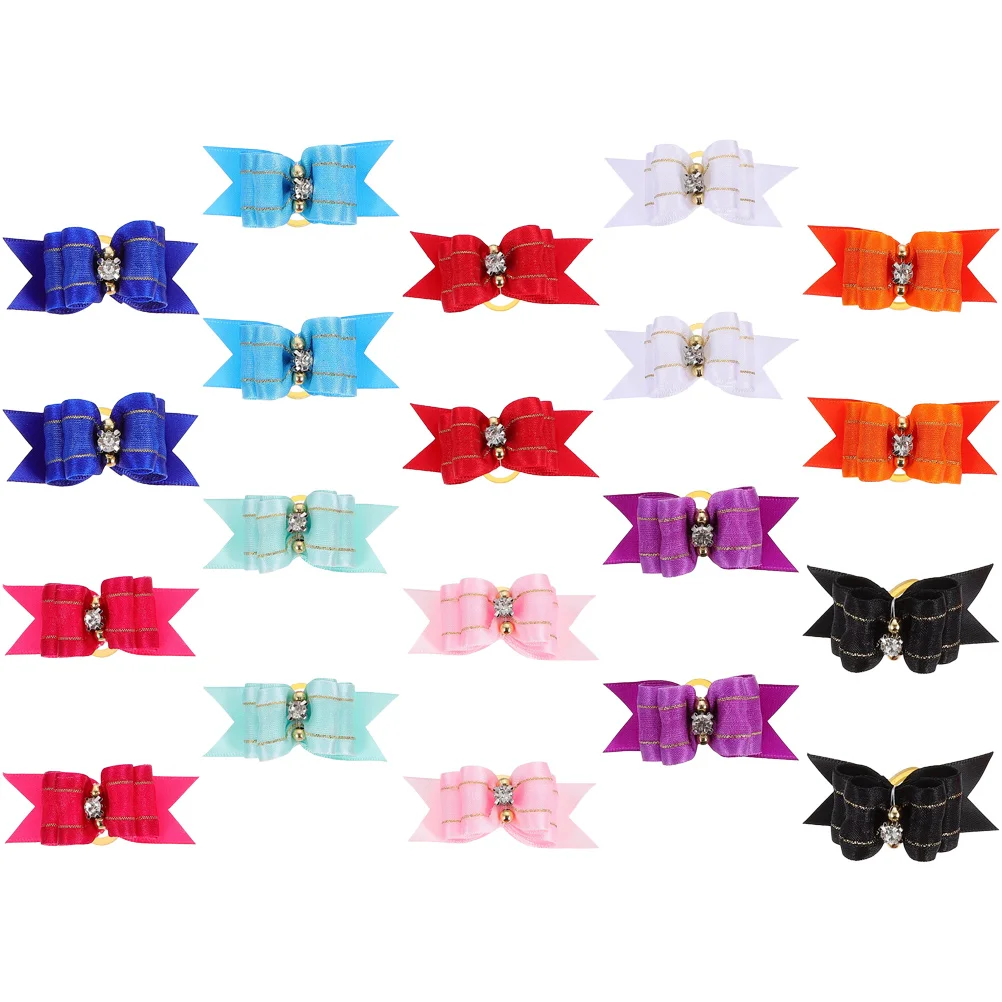 

20 Pcs Dog Bow Puppy Toys Small Dogs Bows Size Grooming Hair for Girl Clips Ties Miniature