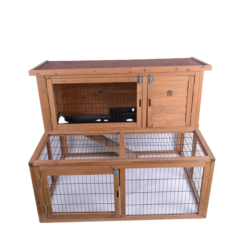 

2 storey roomy outdoor wooden rabbit cage with run