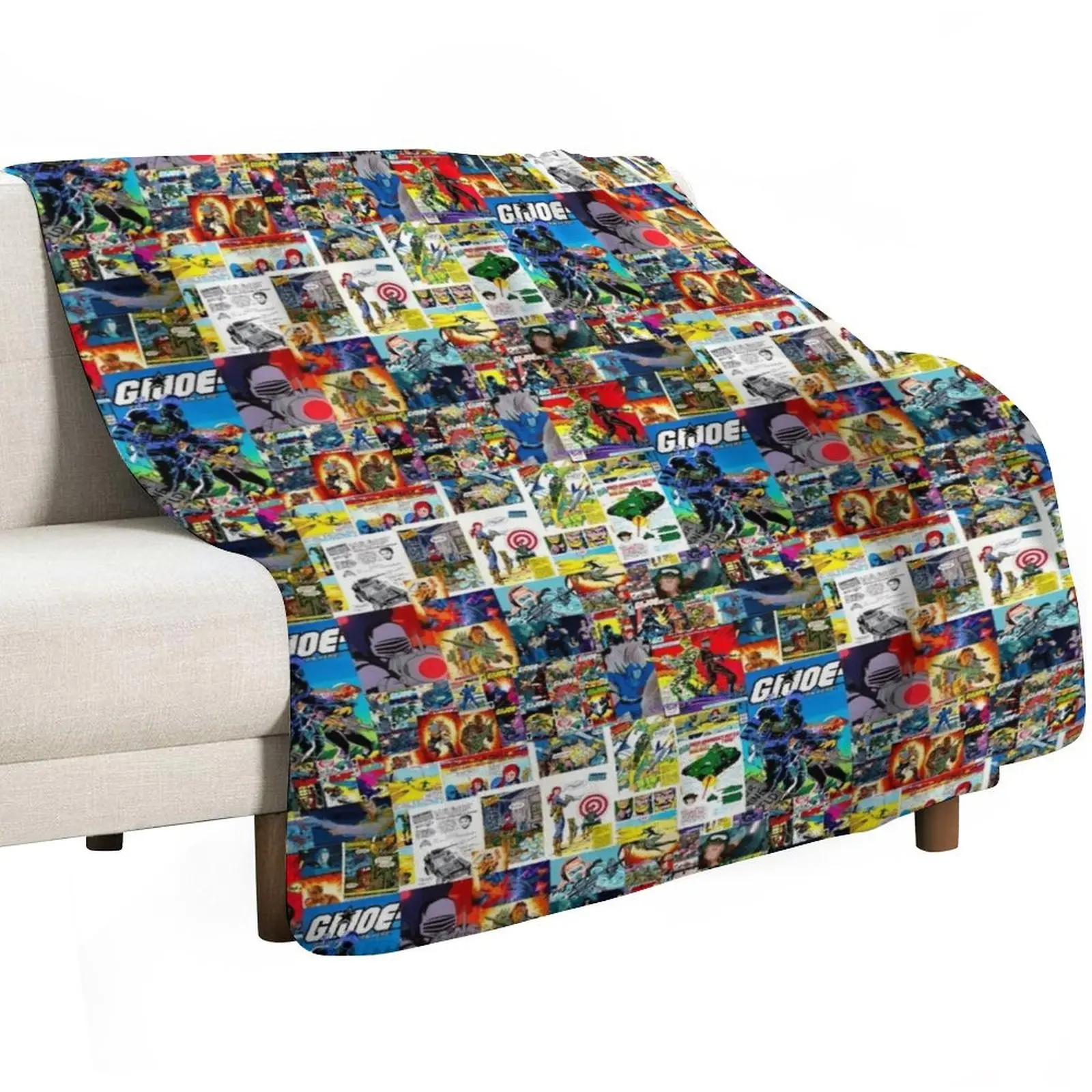 GI Joe in collage form Throw Blanket Retros For Baby Plaid Blankets For Sofas Extra Large Throw Thermals For Travel Blankets