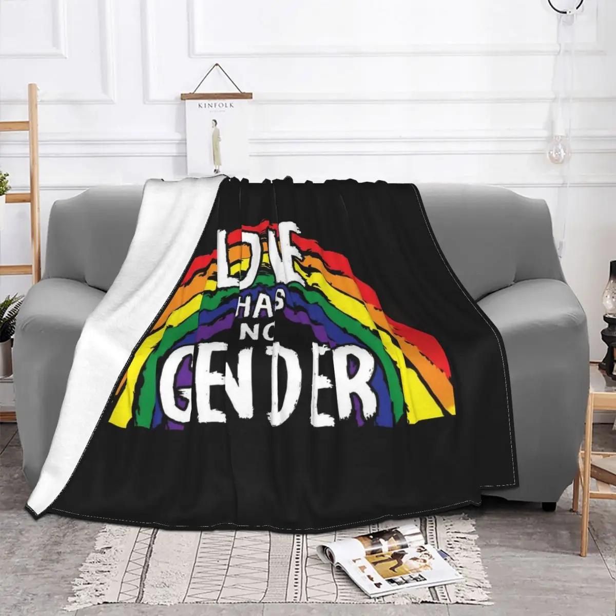 Love Has No Gender Blanket Coral Fleece Plush Lgbt Yaoi Boy Love Ultra-Soft Throw Blanket for Home Couch Bedspread