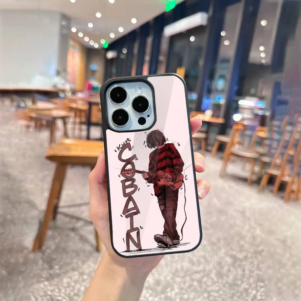 حافظة هاتف Singer K-Kurt C-Cobain لهاتف iPhone 14,16,15,13,17,12,Plus,Pro,Max Magnetic لغطاء Magsafe Frosted