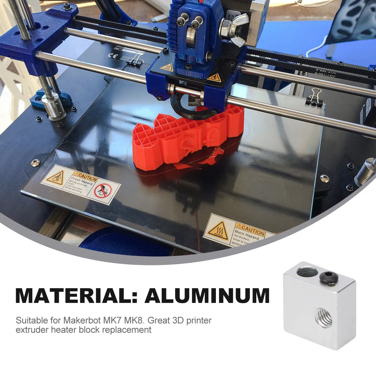 

5Pcs 3D Printer Heater Block Aluminum Extruder Heating Element for Mk7 Mk8 Strong Construction Easy Install Reliable