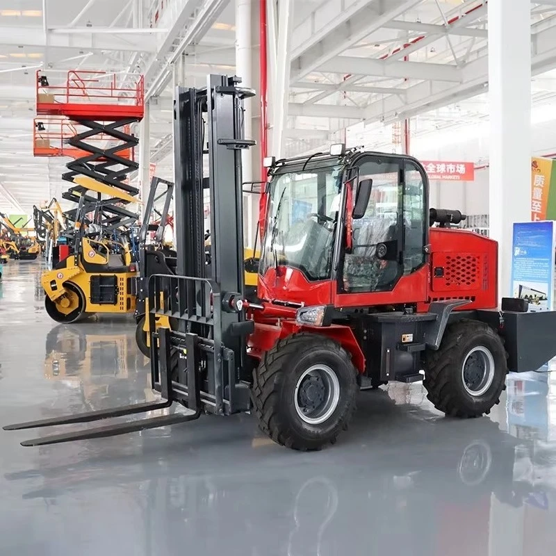 Free Delivery Rough Terrain Internal Combustion Forklift 3.5t,4t,5t,7t Types With a Enclosed Cab Chinese Manufacturers